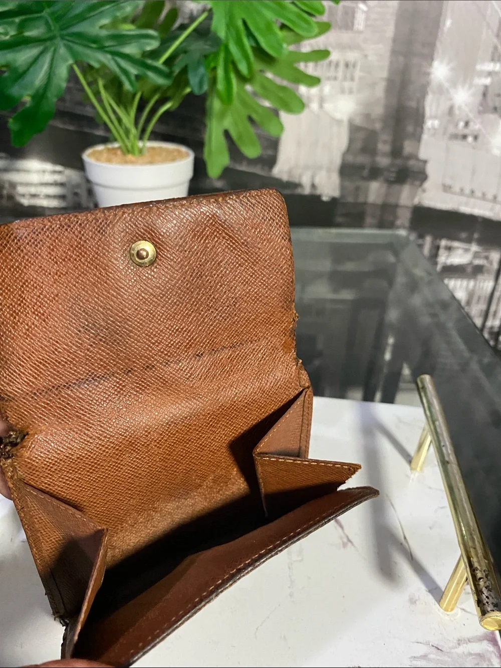 Louis Vuitton Brown Monogram Canvas Gold Chain Shoulder Bag